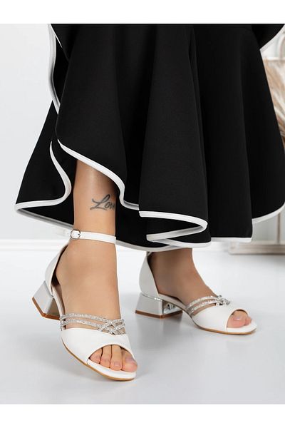 mei Women's Sandals with Thick Heels 5GZ56 White | Mei