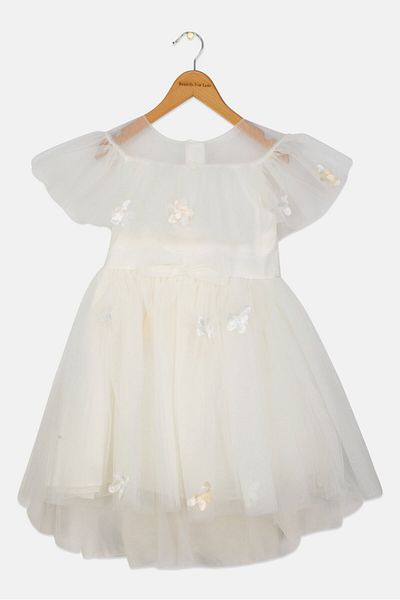 Luna Moon Kids Girl Floral Print Party Dress, White