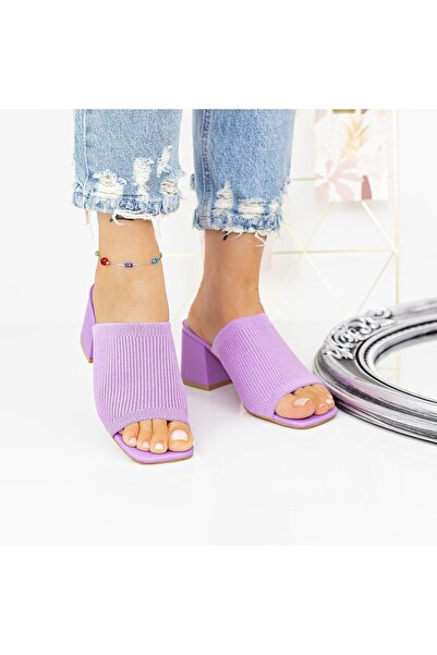 mei Women's Slippers with Thick Heels M325-1 Purple Mei
