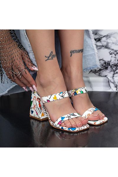 mei Women's Slippers with Thick Heels 2KV76 White MeI