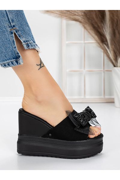 mei Women's Platform Slippers 3AW326 Black | Mei