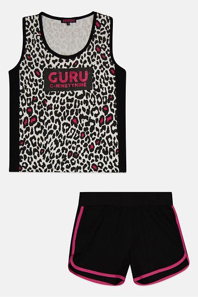Guru 99 Kids Girl 2 Pieces Graphic Print Top And Bottom Set, Multicolor