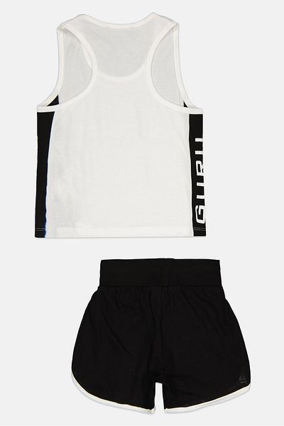Guru 99 Toddlers Girl 2 Pieces Brand Logo Sleeveless Top And Short Set, Multicolor
