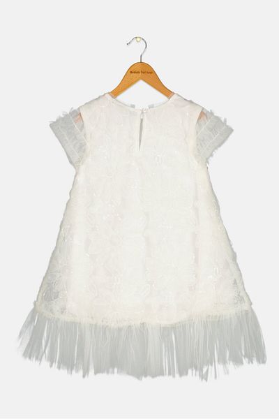 Luna Moon Kids Girl Floral Pattern Dress, White