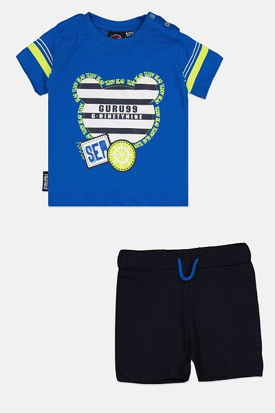 Guru 99 Toddlers Boy 2 Pieces Short Sleeve Graphic Print T-Shirt And Shorts Set, Multicolor
