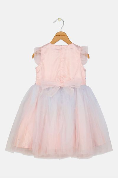 Luna Moon Kids Girl Textured Party-wear Dress, Multicolor