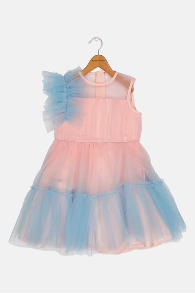 Luna Moon Kids Girl Pleated Mesh Dress, Pink