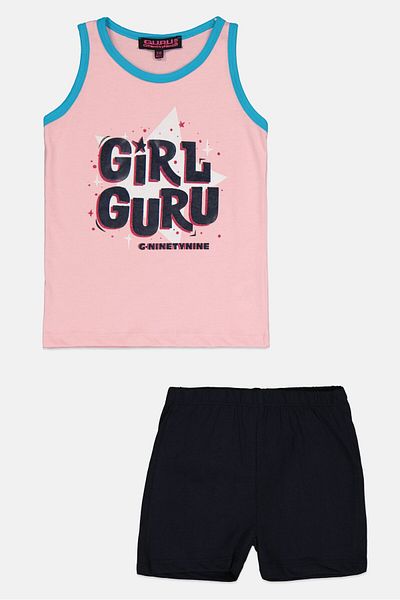 Guru 99 Toddlers Girl 2 Pieces Graphic Print Top And Bottom Set, Multicolor