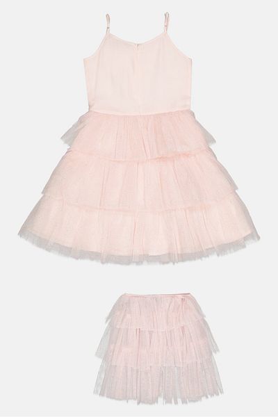 Luna Moon Kids Girl 2 Pieces Textured Party Gown Dress, Pink