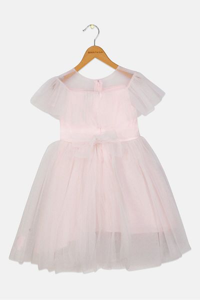 Luna Moon Toddlers Girl Textured Party Dress, Pink
