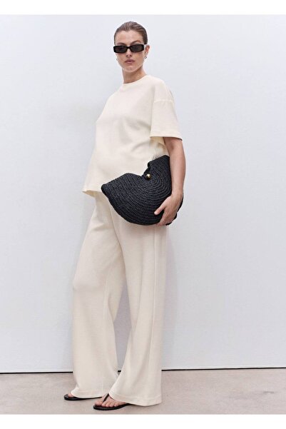 MANGO Woman Hamile düz kesim pamuklu pantolon