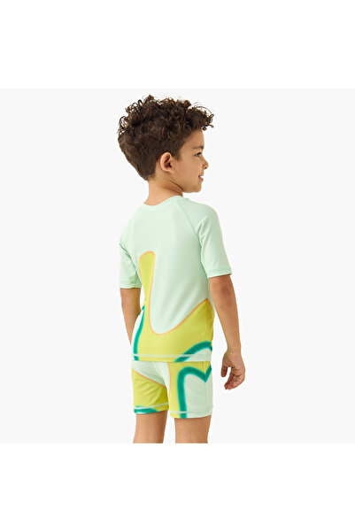 Juniors Printed T-shirt And Swim Shorts Set