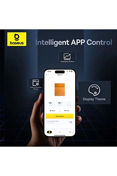 Baseus Baterie externă 2x Tip-C, 65W, 12.000mAh, Afișaj digital, Cablu inclus Tip-C, Portocaliu