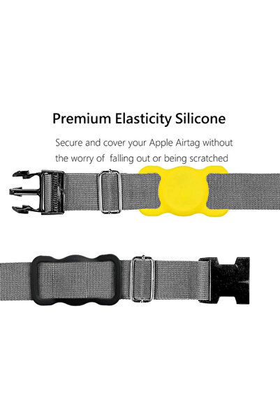 REDz Accessories Airtag Holder, Attach to Collar or Backpack, Silicone, Yellow