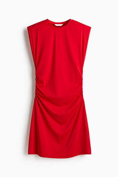 H&M Omuzları Vatkalı İnterlok Elbise