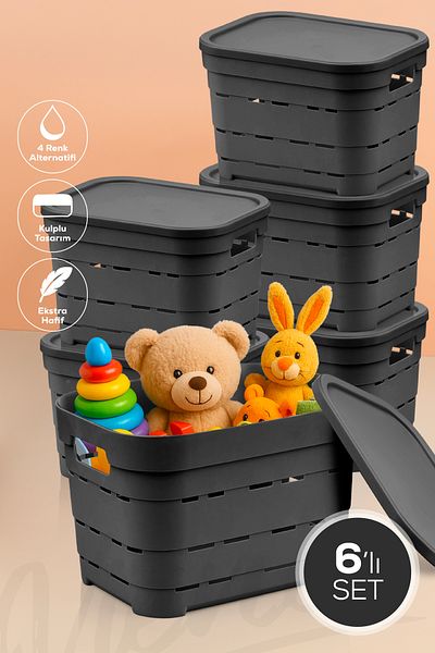Vienev Перфорирана кутия за съхранение от 6 части, 5 литра, с капак, антрацит