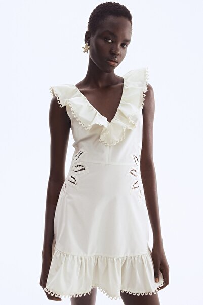 H&M Nakış İşlemeli Elbise