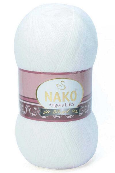 NAKO Angora Luxury Hand Knitting Σχοινί 208 Λευκό