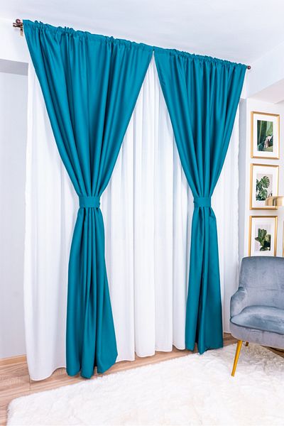 Harnicuta Set of 2 Elegant Turquoise Blackout Curtains 2 X L 150cm X H 220cm With Rejansa, Botd001_plc_2x150x220