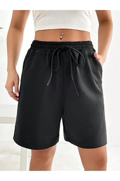 CANDERO Γυναικείο μαύρο σορτς Plus Size Battal Sweatpants Fitness Casual Ρούχ...