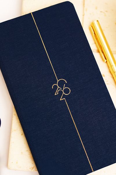 Matt Notebook Εβδομαδιαία λινό τσέπη Ατζέντα 2026 Έτος 12 μηνών Navy