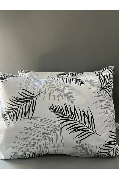 mihriban 2-Piece Feather Patterned Pillow Case Gray 50X70 cm