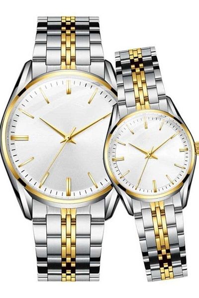 Luxure Elegant Duo – Luxury Couple Watches in Silver and Gold