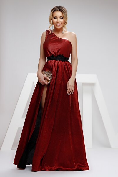 Atmosphere Fashion Rochie lungă din crep bordo