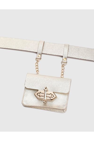 İLVİ Cle Genuine Leather Gold Women's Belt