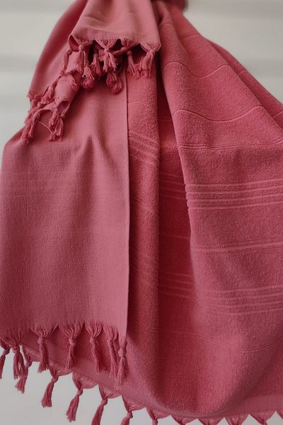 Sevim 100% Cotton Towel Peshtemal 90X170Cm - Beach & Pool Towel - Rose