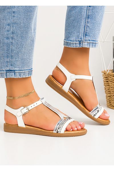 starlike Women's sandals white with silver A011