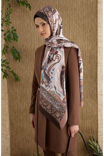 Fatma Atasoy Zenia Brown Voile Yarn Shawl