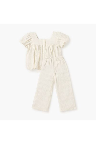 Juniors Textured Top and Pant Set