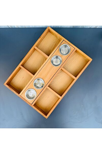Chefkonsept Ahşap Bölmeli 4 Sosluklu Atıştırma Kasası