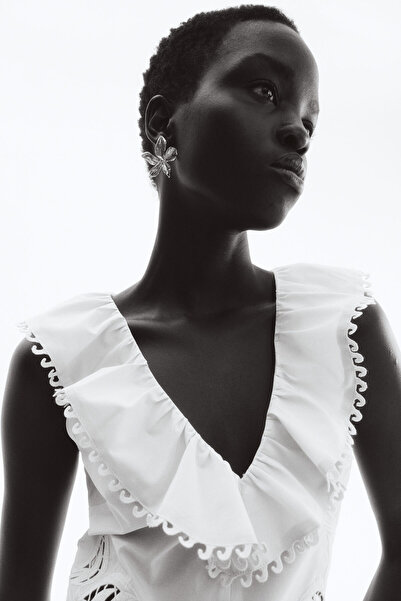 H&M Nakış İşlemeli Elbise