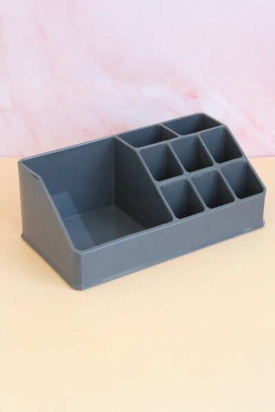 VİALEX منظم مكياج ذو 9 أقسام، منظم منتجات التجميل وأحمر الشفاه - رمادي