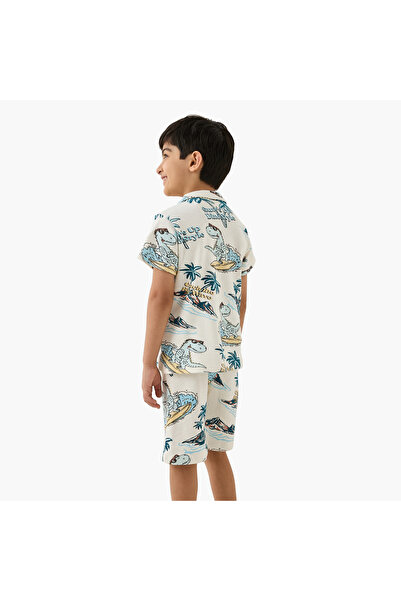 Juniors All-over Dinosaur Print Shirt And Shorts Set