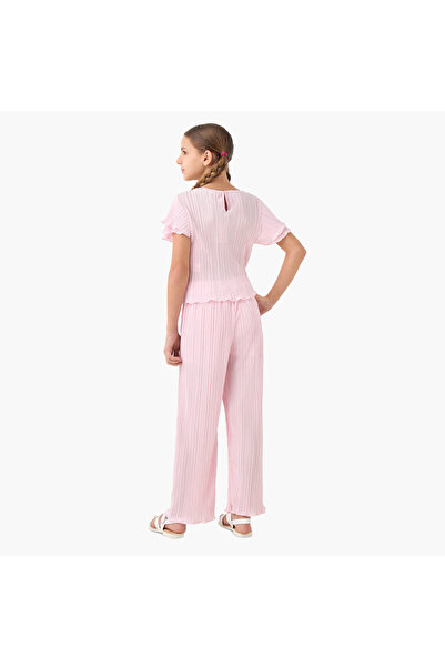 Juniors Textured Top and Pant Set