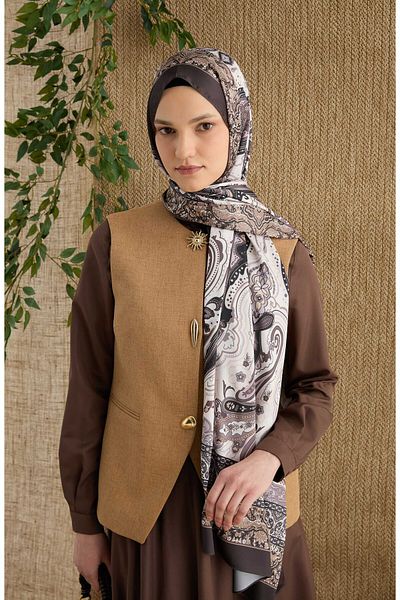 Fatma Atasoy Zenia Mink Voile Silk Shawl