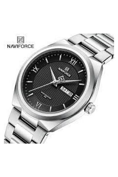 Naviforce Unisex Luxury Quartz Watch – 38.5mm Black Dial, Stainless Steel, Day & Date Display