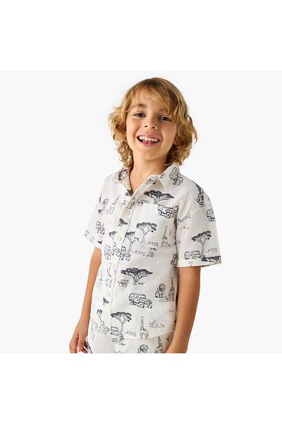 Juniors Safari Print Shirt and Shorts Set