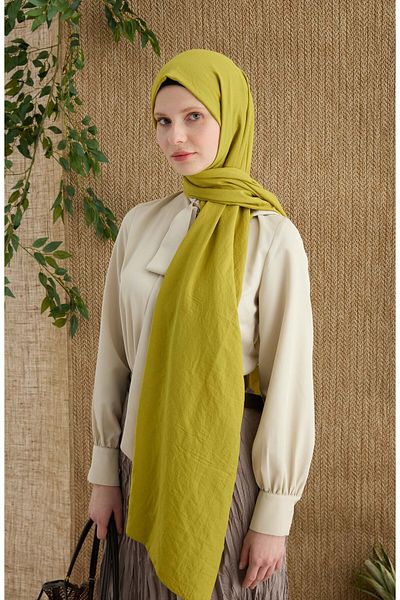Fatma Atasoy Cotton Oil Green Aerobin Shawl