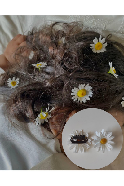 MutluBiDünya Papatya 6 Adet Çıtçıt Bebek Klipsi Saçsız Bebek Tokası Yenidoğan...