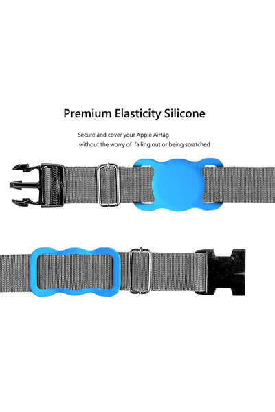 REDz Accessories Airtag Holder, Attaches to Collar or Backpack, Silicone, Blue