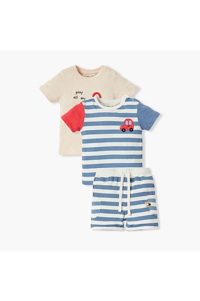 Juniors 3-Piece Printed T-shirts and Shorts Set