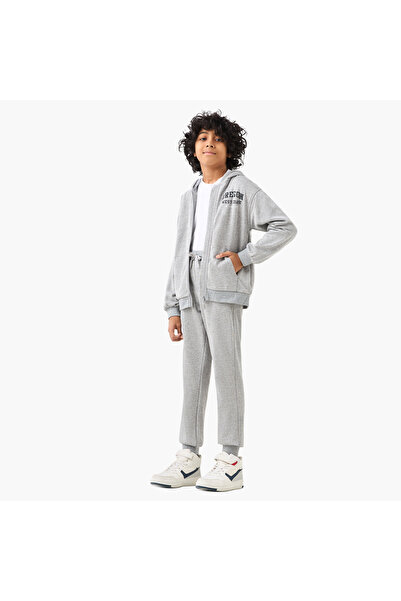 Juniors Typographic Detail Zip Through Hoodie and Joggers Set