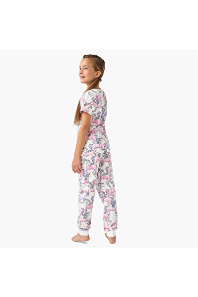 Juniors Unicorn Print T-shirt And Pyjama Set