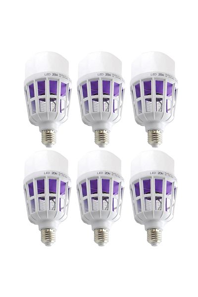 Echo Soul Set 6 becuri LED 2 in 1 cu lampa UV anti insecte Echo Soul, aparat anti tantari, muste, 20w