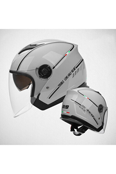 GÜMRÜK BEY BYB Unisex Çift Lensli Yarım Kask – L Beden | Motosiklet & Scooter...