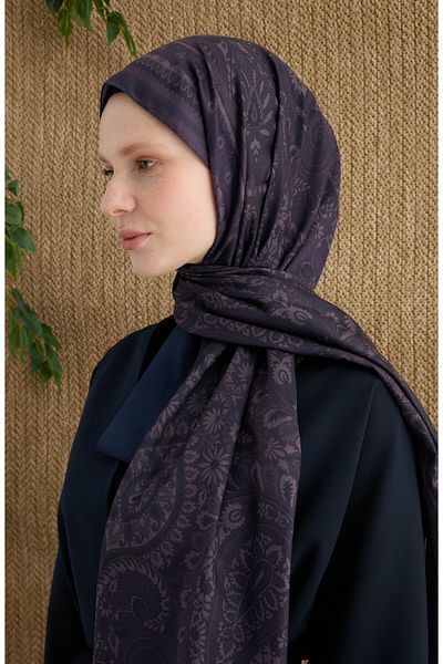 Fatma Atasoy Amelia Plum Ethnic Pattern Shawl